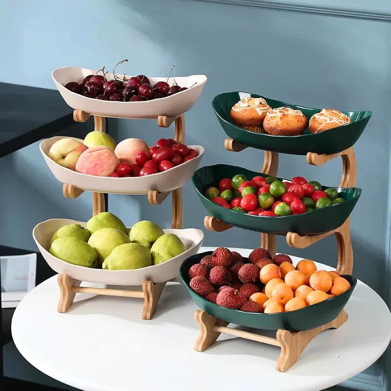 Fruteira De Mesa 1 a 3 Andares Moderna de Bambu