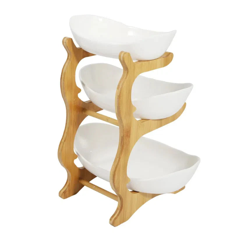 Fruteira De Mesa 1 a 3 Andares Moderna de Bambu
