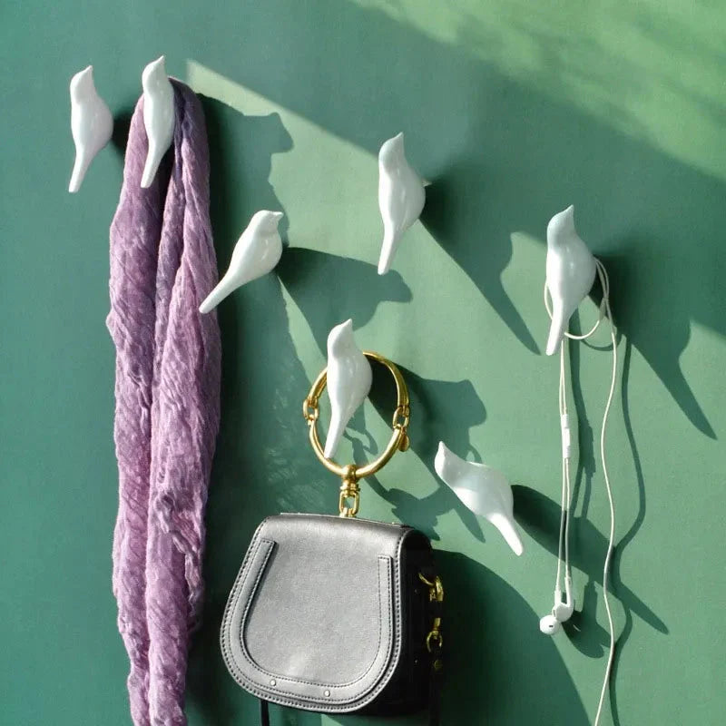 Ganchos de Parede Decorativos em Formato de Pássaros - Conjunto com 1 Peça