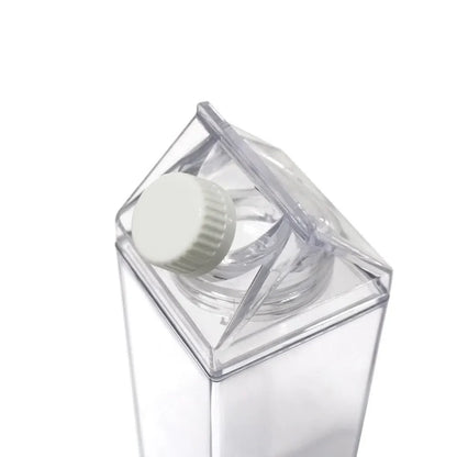 Garrafa Transparente com Design de Caixa de Leite - Opções de 500ml e 1000ml