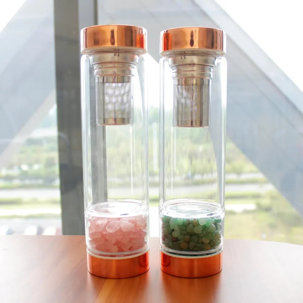 Garrafa de Cristal com Infusor para Bebidas Aromatizadas