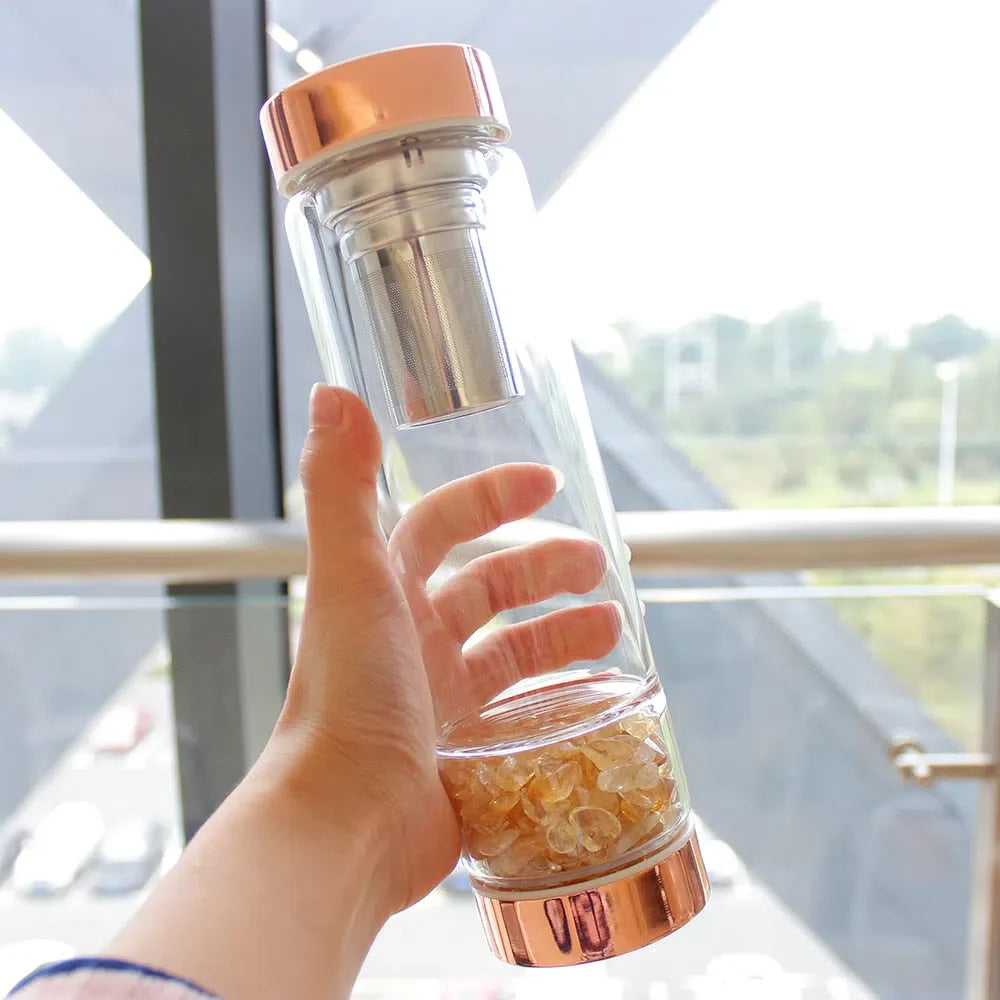 Garrafa de Cristal com Infusor para Bebidas Aromatizadas