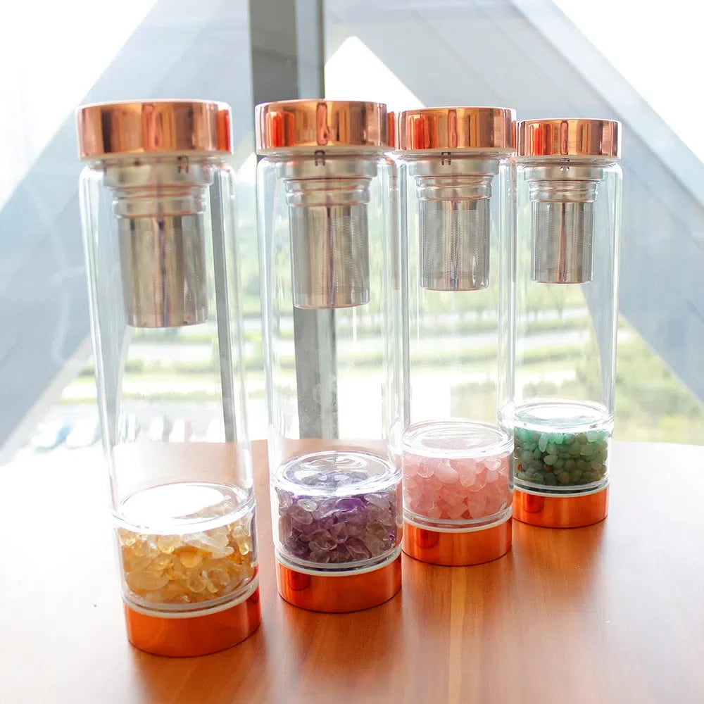 Garrafa de Cristal com Infusor para Bebidas Aromatizadas
