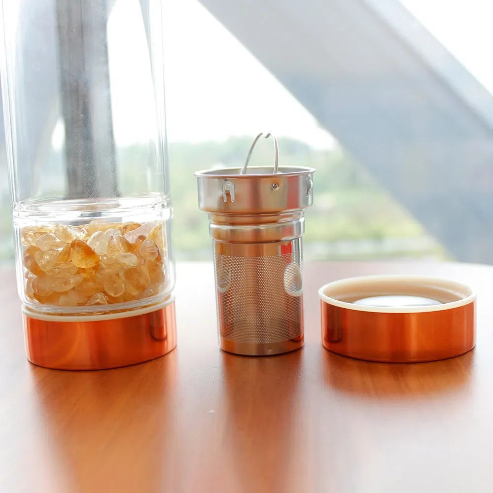 Garrafa de Cristal com Infusor para Bebidas Aromatizadas