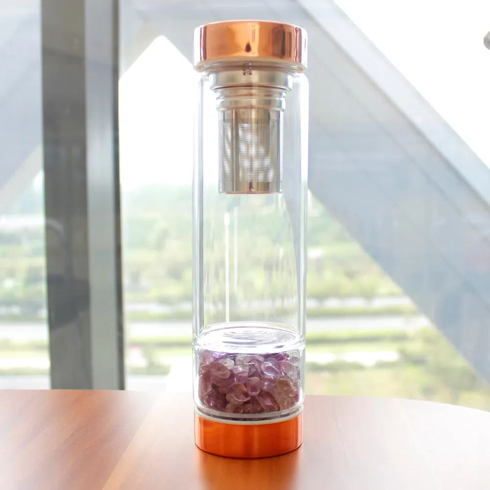 Garrafa de Cristal com Infusor para Bebidas Aromatizadas