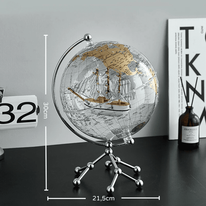 Globo Terrestre Transparente para Decoração de Sala - Acessório Estiloso