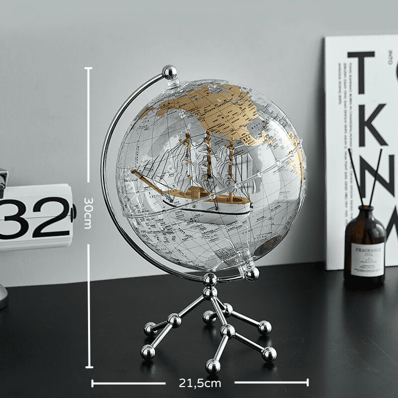 Globo Terrestre Transparente para Decoração de Sala - Acessório Estiloso