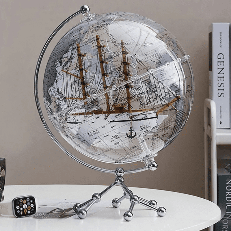 Globo Terrestre Transparente para Decoração de Sala - Acessório Estiloso