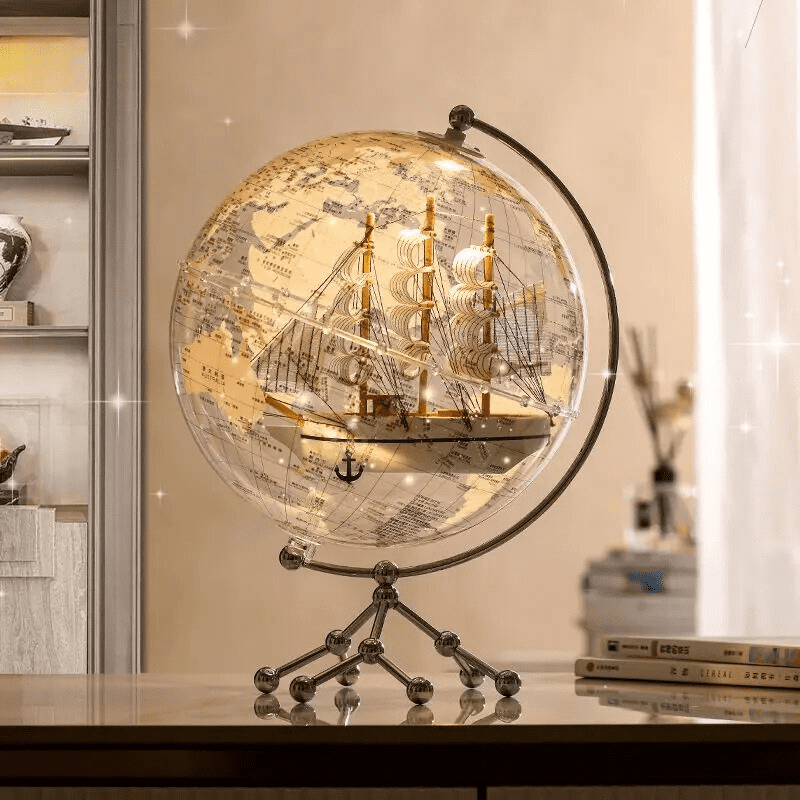 Globo Terrestre Transparente para Decoração de Sala - Acessório Estiloso