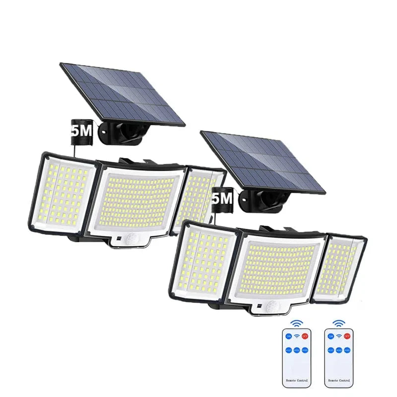 Holofote Solar LED 800W Triplo - Iluminação Eficiente para Exteriores - Tech Urbane