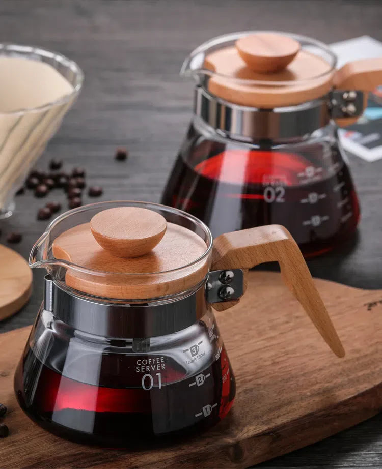 Jarra de Cafeteira de Vidro com Acabamento em Bambu - Elegante e Funcional