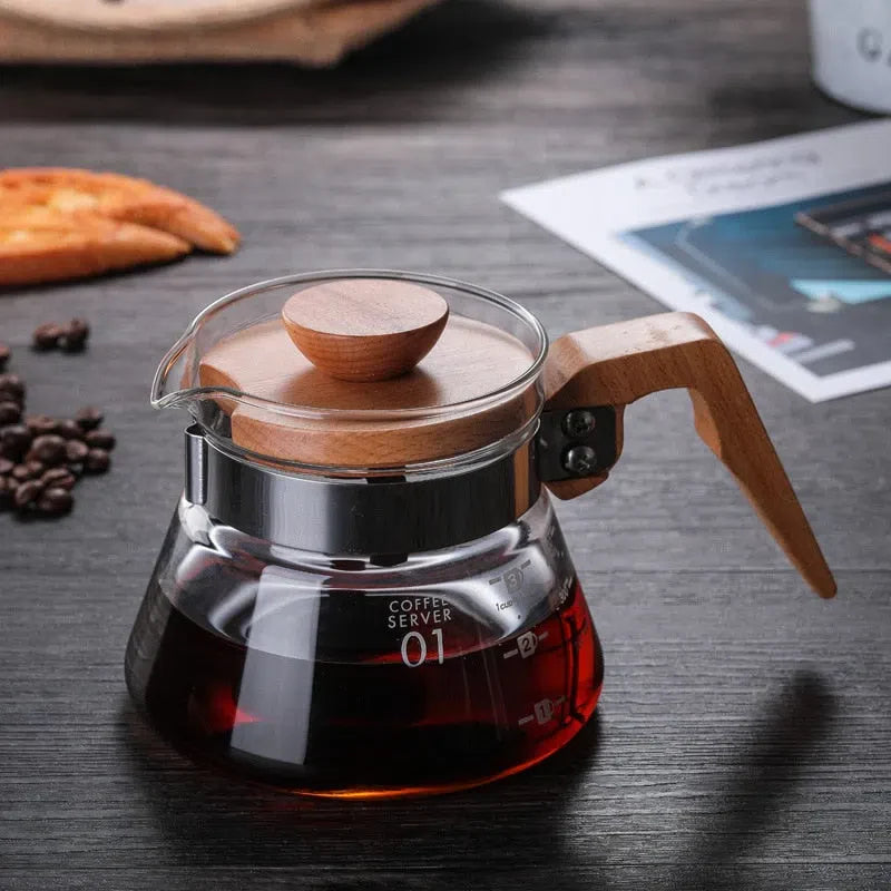 Jarra de Cafeteira de Vidro com Acabamento em Bambu - Elegante e Funcional