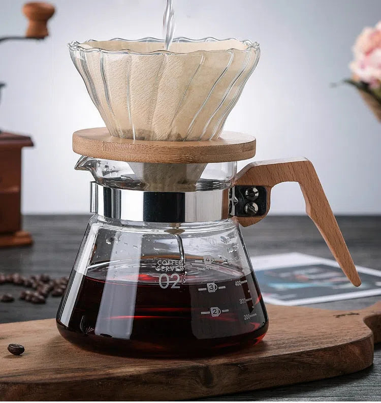Jarra de Cafeteira de Vidro com Acabamento em Bambu - Elegante e Funcional