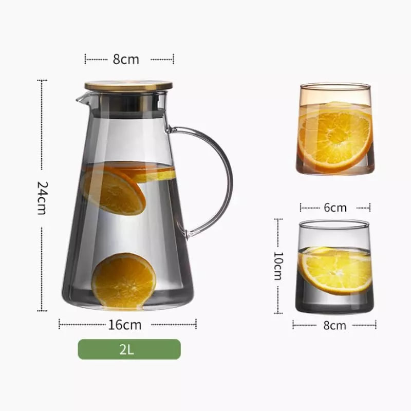 Jarra de Vidro 2L com Tampa de Borossilicato - Ideal para Bebidas