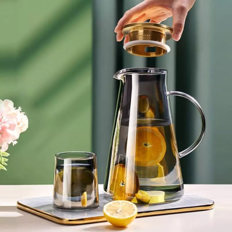 Jarra de Vidro 2L com Tampa de Borossilicato - Ideal para Bebidas