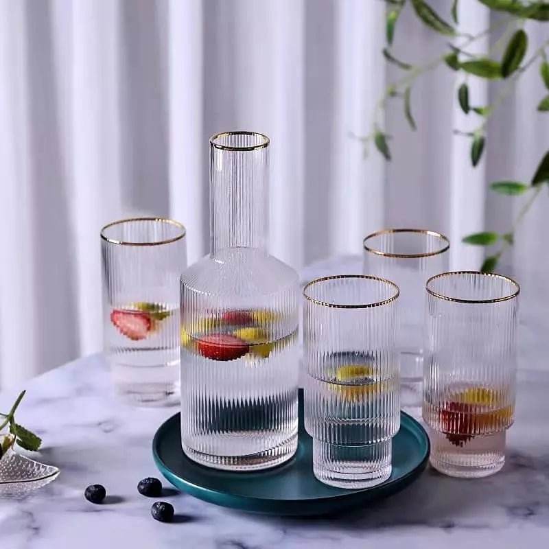 Jarra de Vidro Borossilicato com Copos - Jarra de Suco e Conjunto de Copos