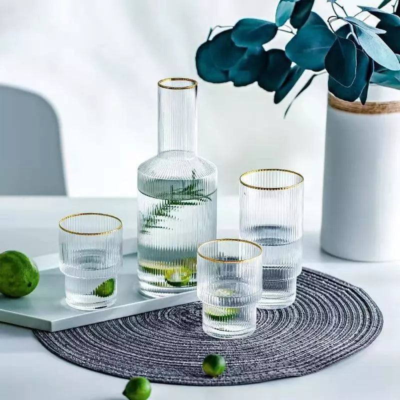 Jarra de Vidro Borossilicato com Copos - Jarra de Suco e Conjunto de Copos