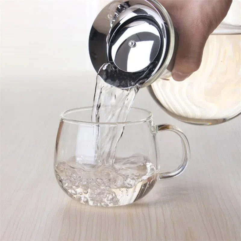Jarro de Vidro Moderno com Tampa de Aço Inox - Capacidade de 1 Litro ou 1,5 Litro
