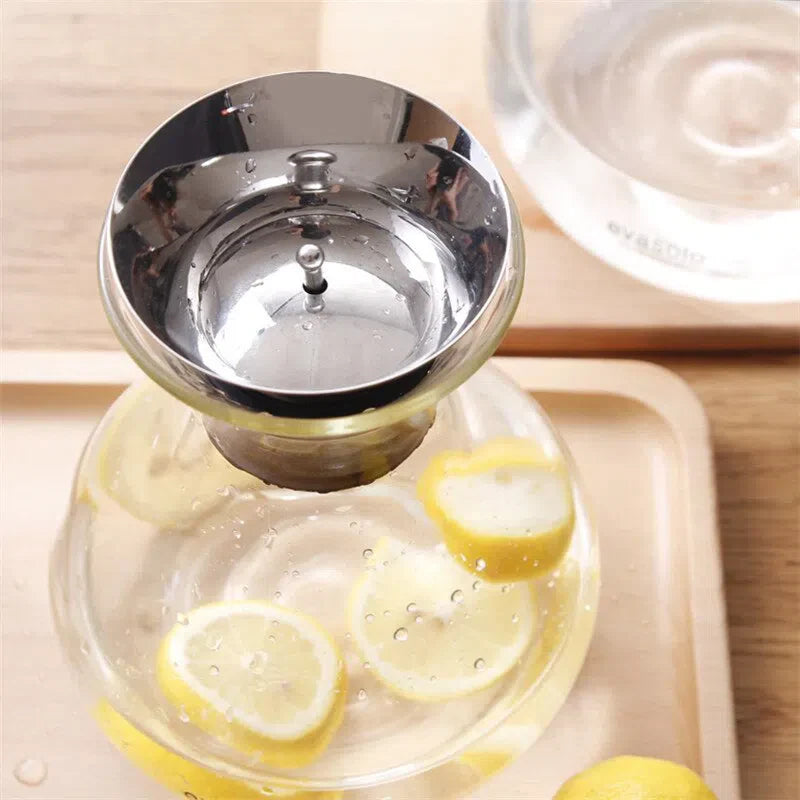 Jarro de Vidro Moderno com Tampa de Aço Inox - Capacidade de 1 Litro ou 1,5 Litro