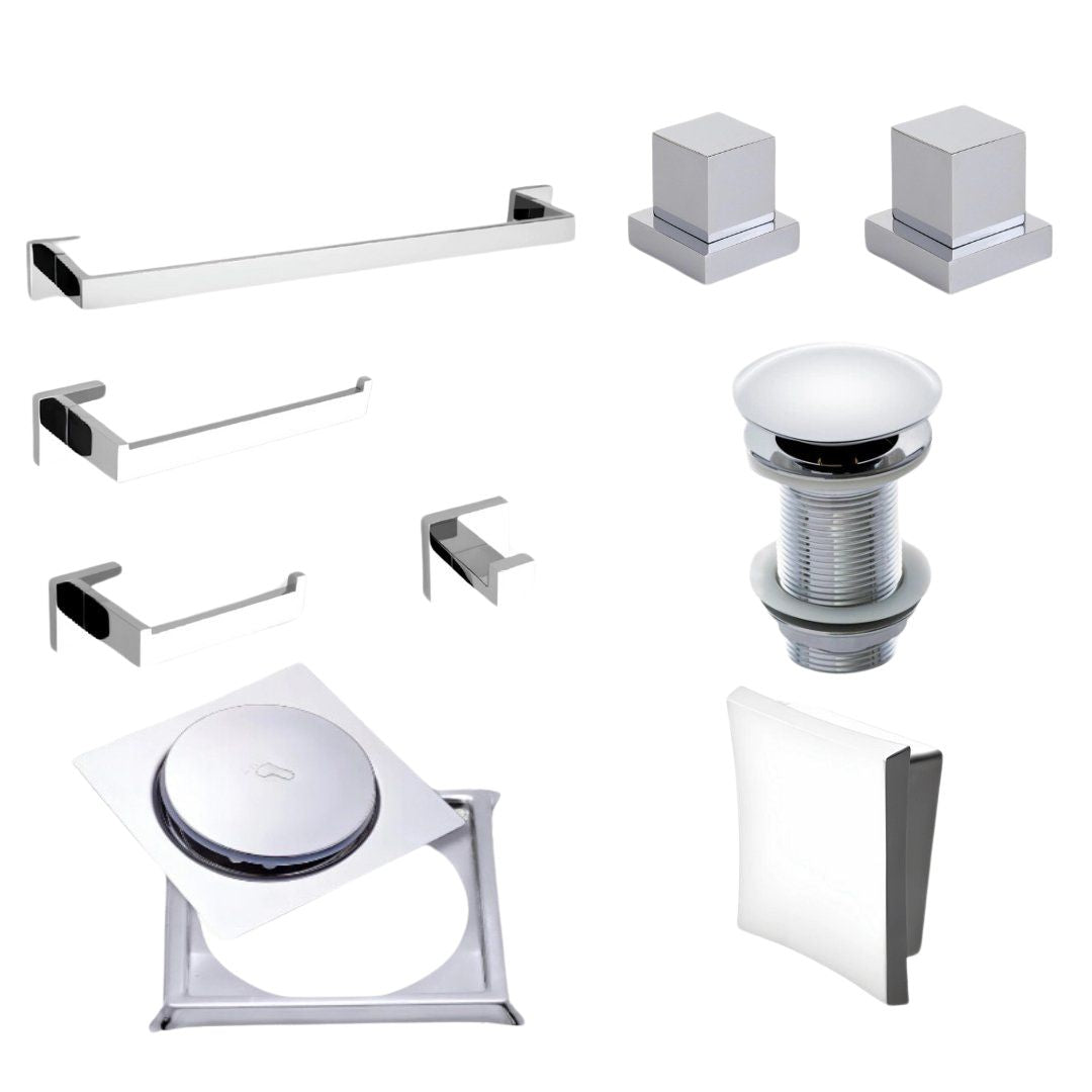 Kit Completo de Acabamentos para Banheiro - Conjunto com 9 Peças Bella Essenza
