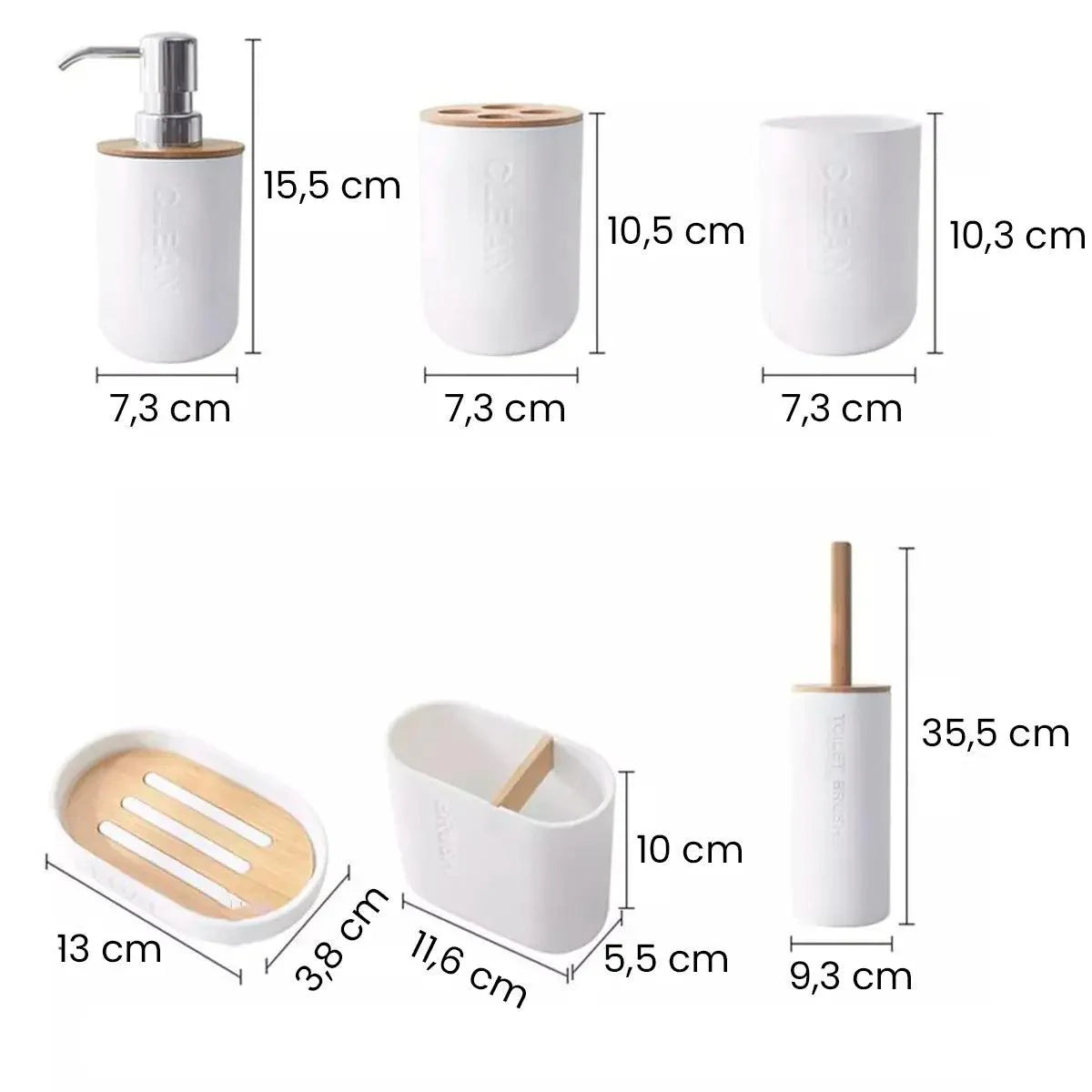 Kit Completo de Lavabo em Bambu Premium - Conjunto de Acessórios para Banheiro