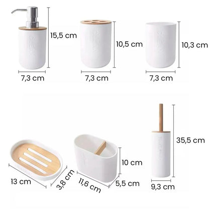 Kit Completo de Lavabo em Bambu Premium - Conjunto de Acessórios para Banheiro