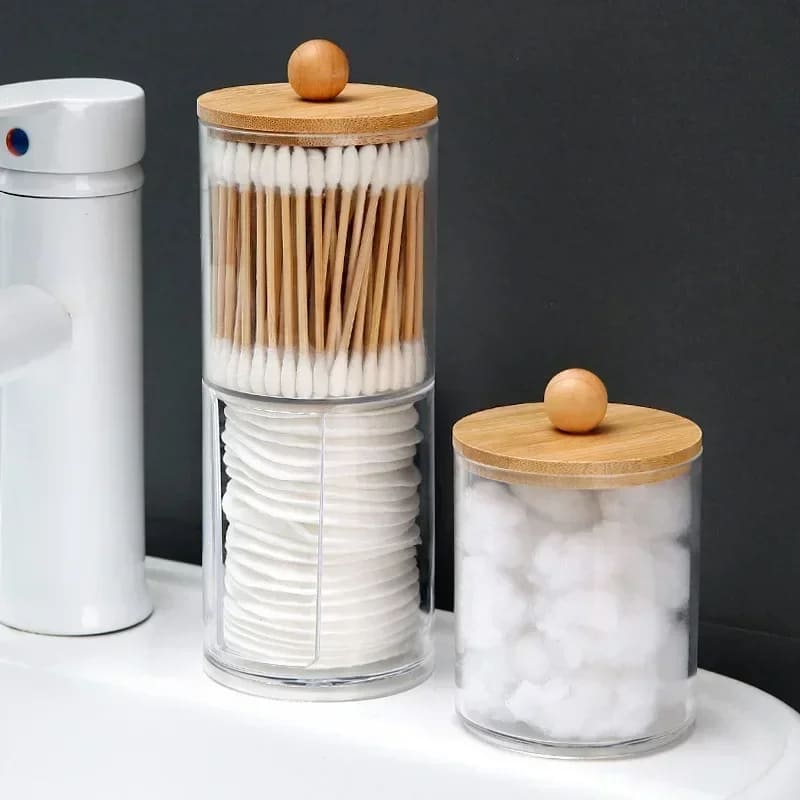 Kit Organizador de Algodão e Cotonete em Acrílico - Praticidade e Estilo para Banheiro