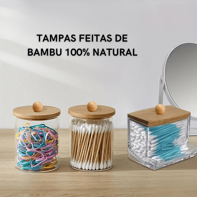 Kit Organizador de Algodão e Cotonete em Acrílico - Praticidade e Estilo para Banheiro