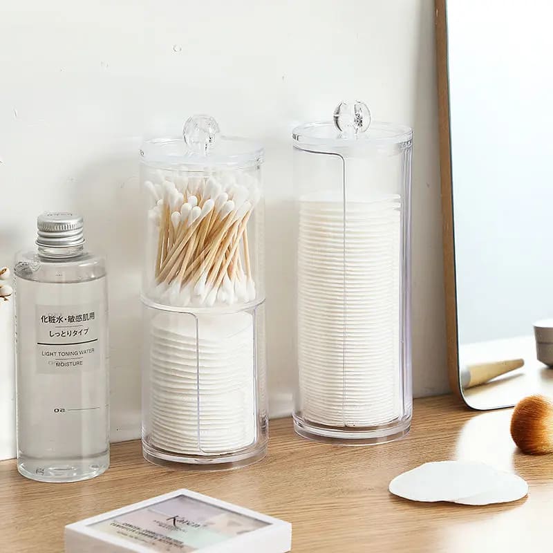 Kit Organizador de Algodão e Cotonete em Acrílico - Praticidade e Estilo para Banheiro