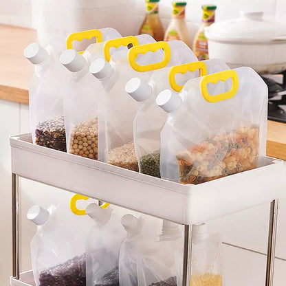 Kit com 10 Sacos de Armazenamento para Alimentos - Dispenser Prático e Reutilizável