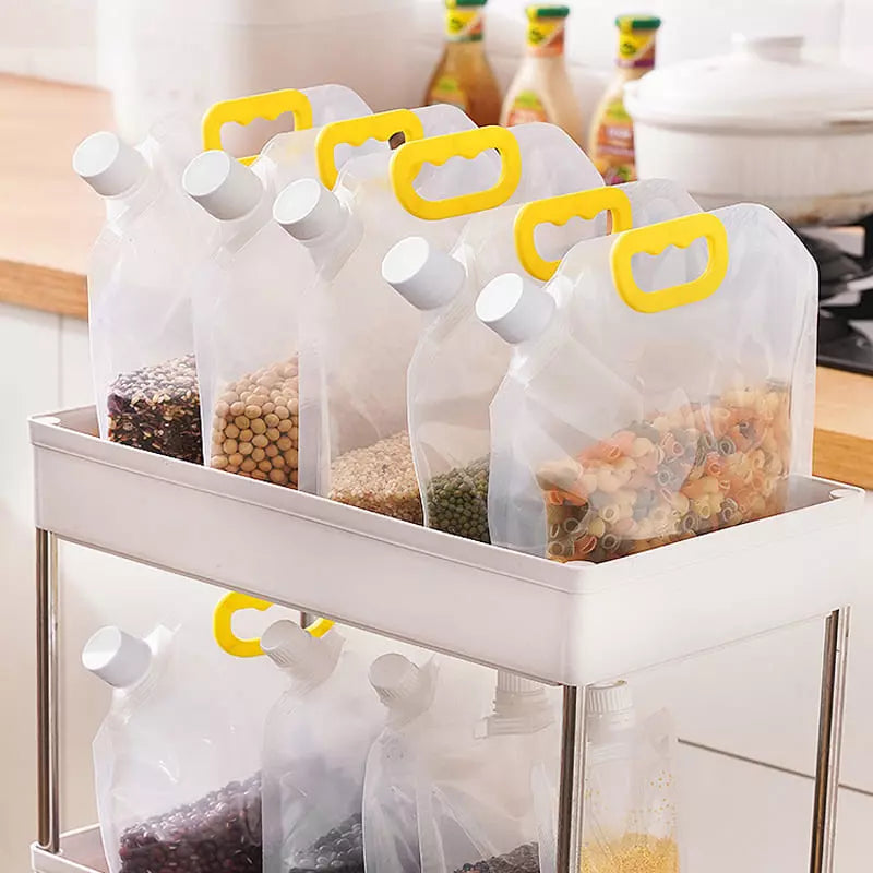 Kit com 10 Sacos de Armazenamento para Alimentos - Dispenser Prático e Reutilizável
