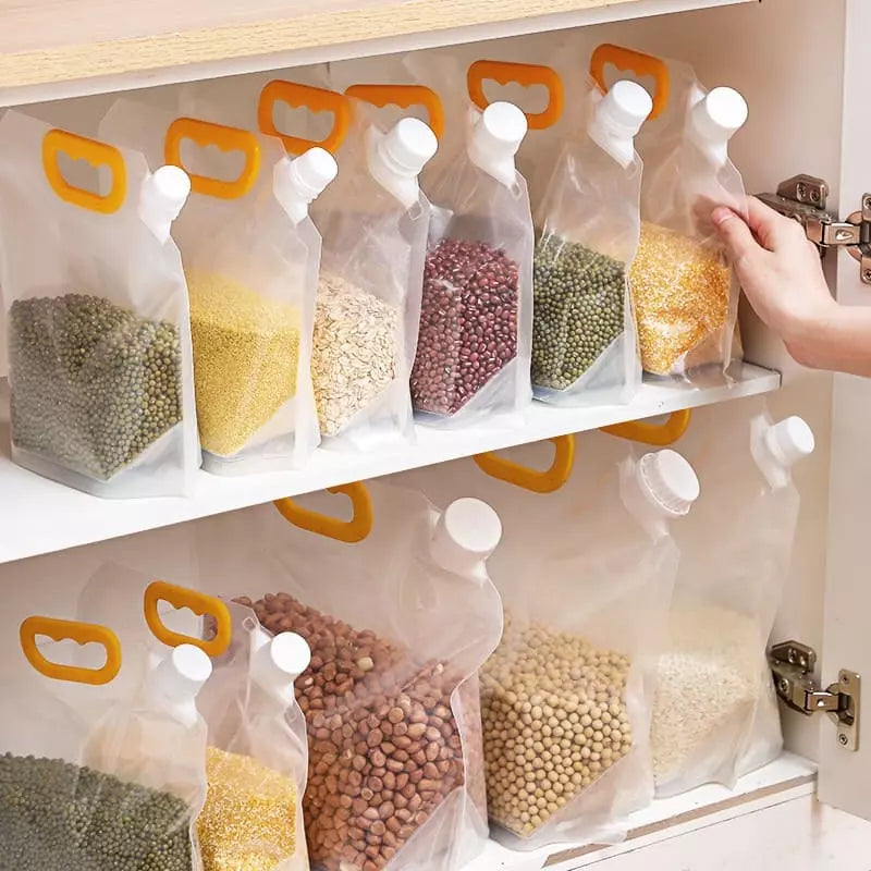 Kit com 10 Sacos de Armazenamento para Alimentos - Dispenser Prático e Reutilizável