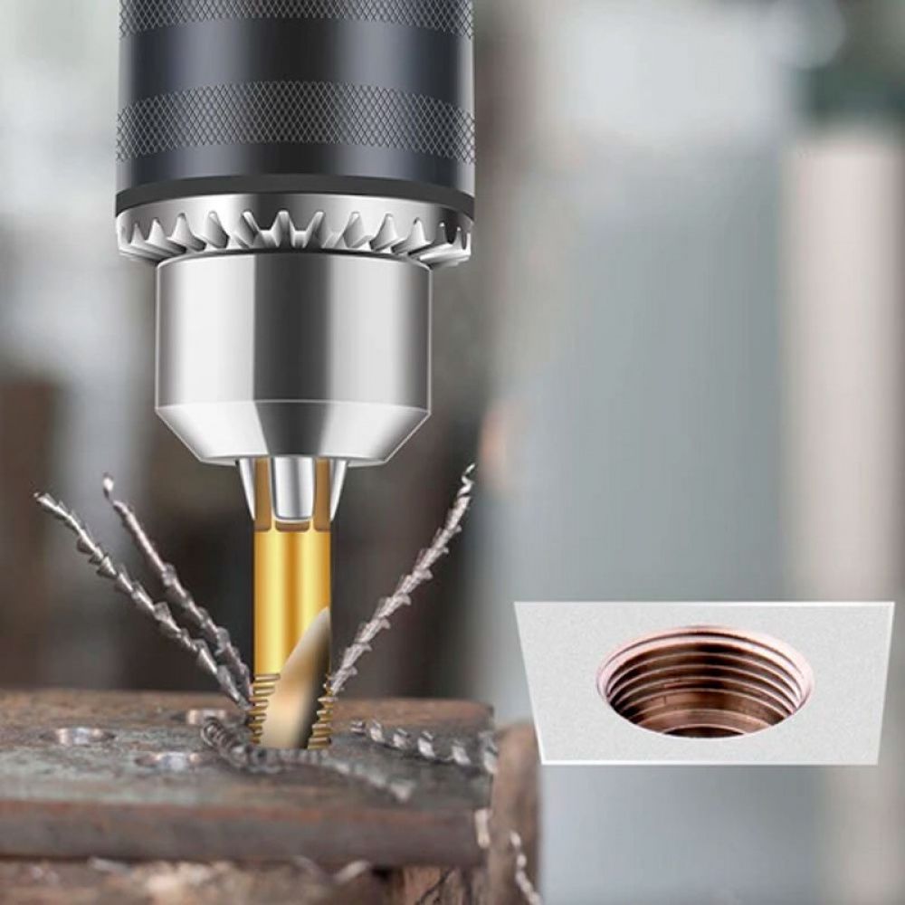 Kit de 6 Brocas de Aço Titanium 2 em 1 - Fura e Rosca para Perfuração e Rosqueamento
