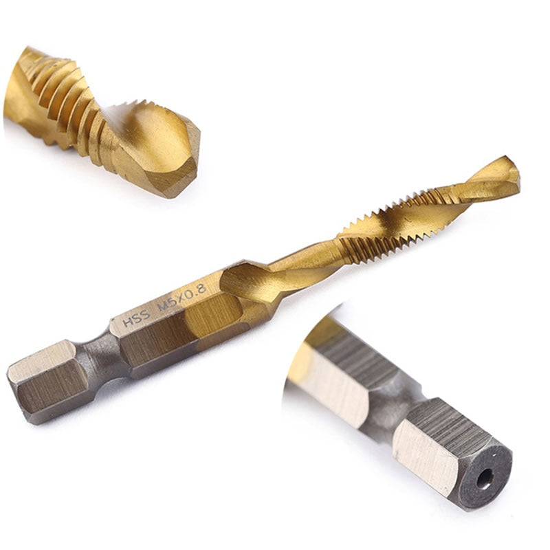 Kit de 6 Brocas de Aço Titanium 2 em 1 - Fura e Rosca para Perfuração e Rosqueamento