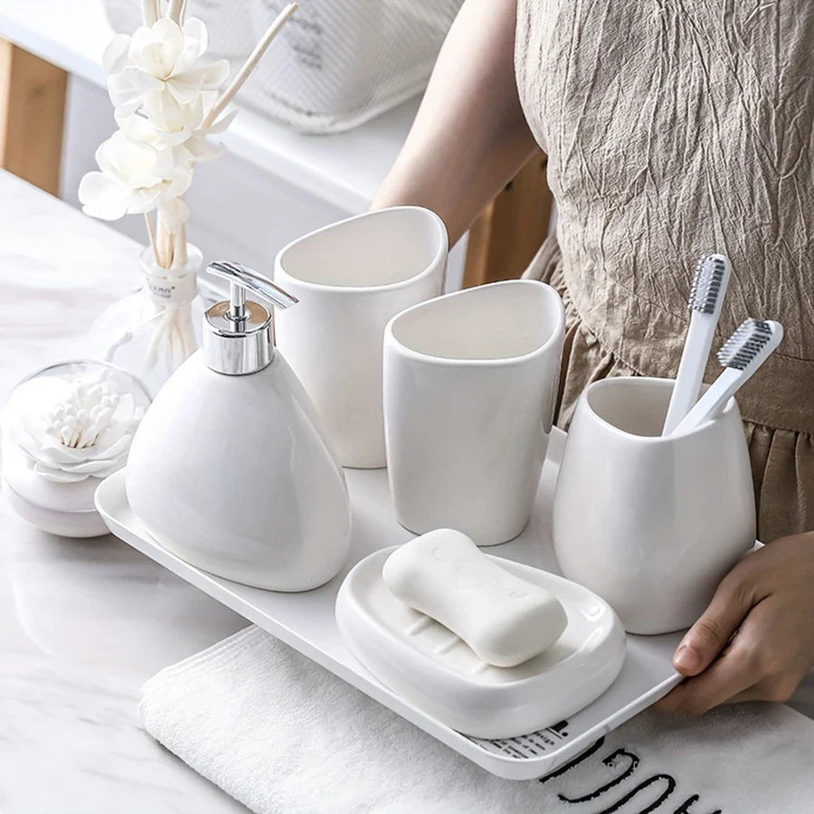 Kit de Acessórios para Banheiro Sofisticado 5 Peças - Conjunto Completo para Decoração