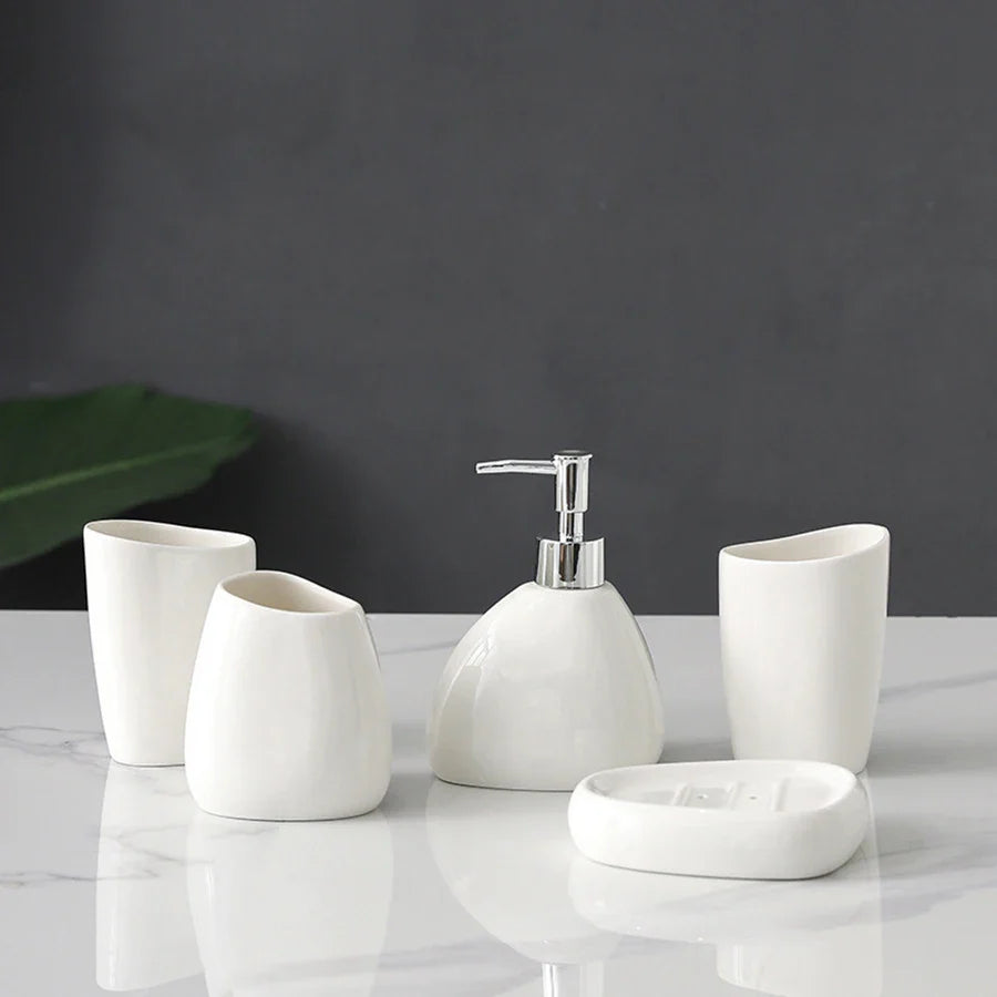 Kit de Acessórios para Banheiro Sofisticado 5 Peças - Conjunto Completo para Decoração