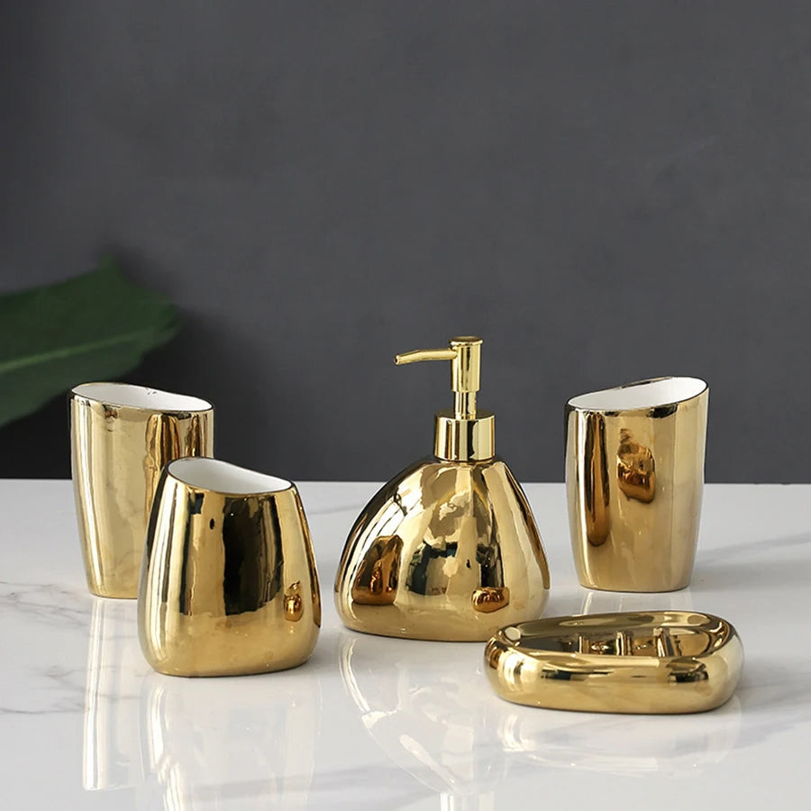 Kit de Acessórios para Banheiro Sofisticado 5 Peças - Conjunto Completo para Decoração