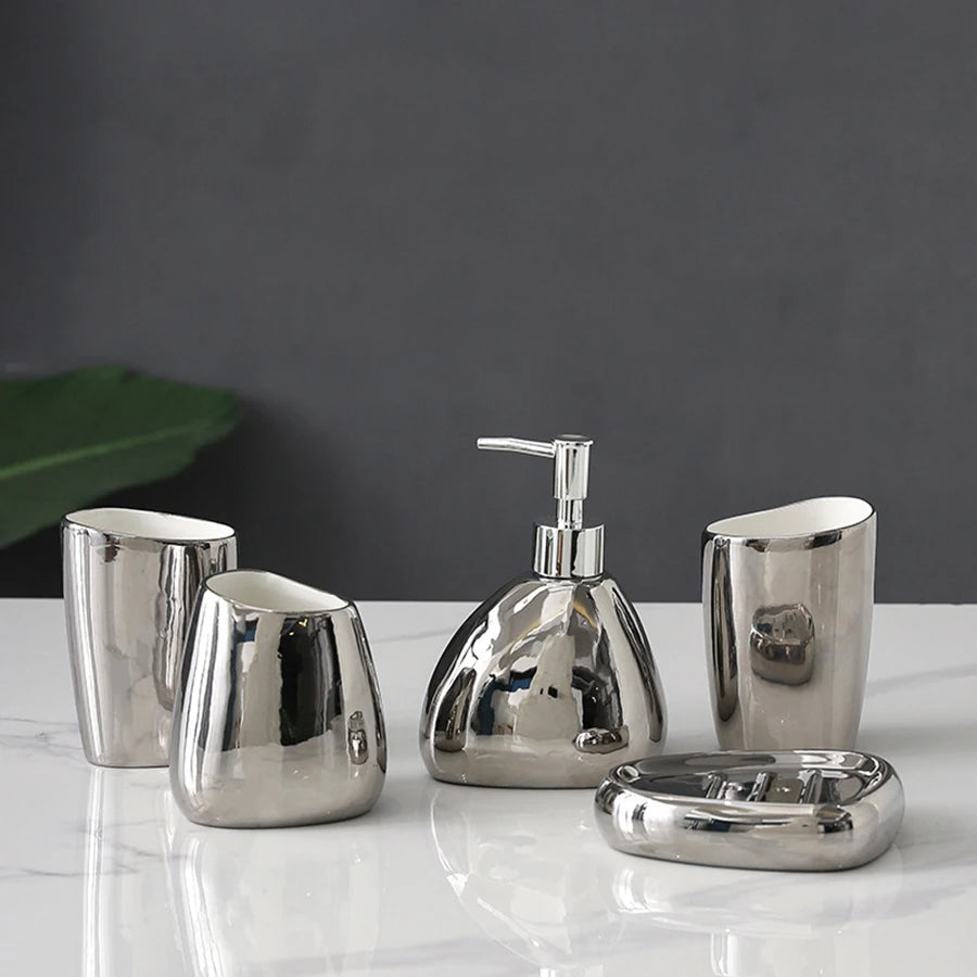 Kit de Acessórios para Banheiro Sofisticado 5 Peças - Conjunto Completo para Decoração