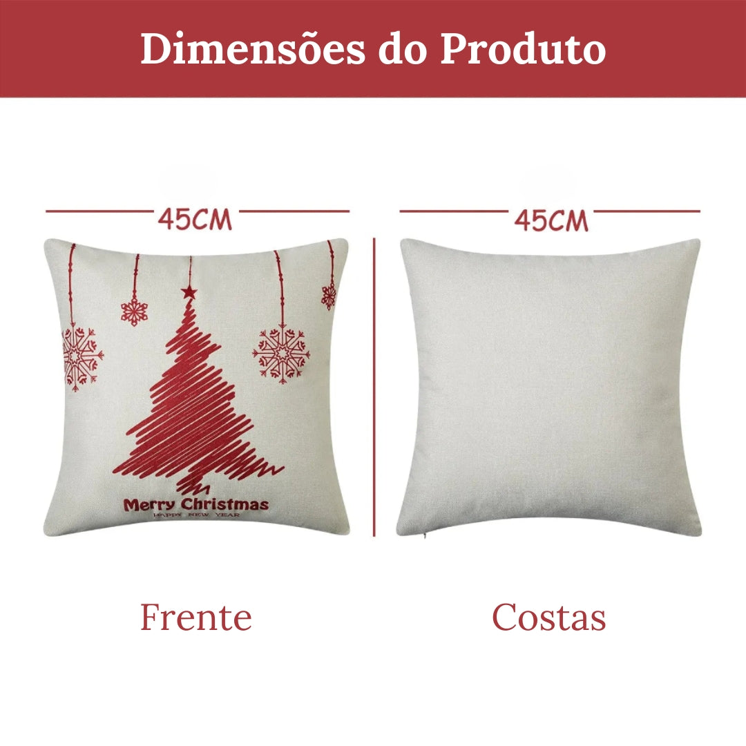 Kit de Capas de Almofada Natalinas - 4 Peças para Decoração Festiva