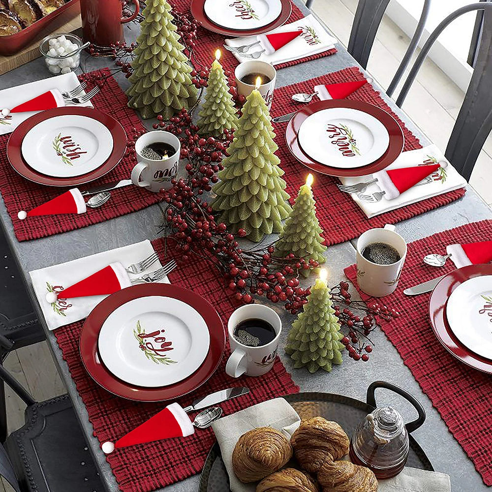 Kit de Decoração para Mesa Posta de Natal com Protetores de Talheres