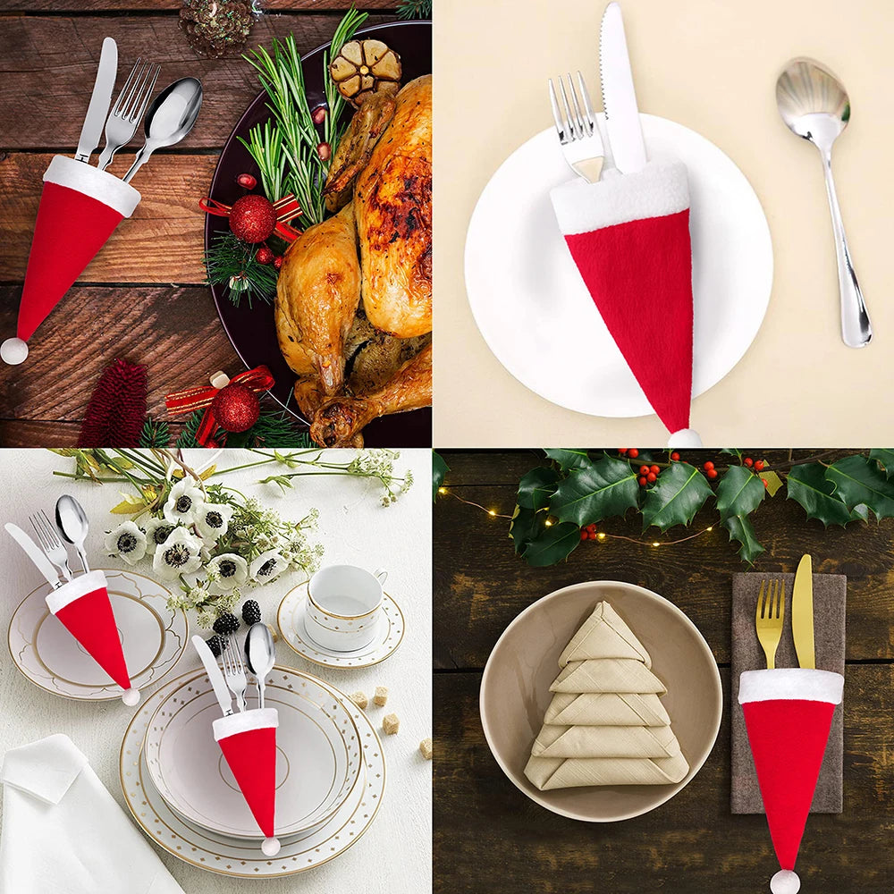 Kit de Decoração para Mesa Posta de Natal com Protetores de Talheres