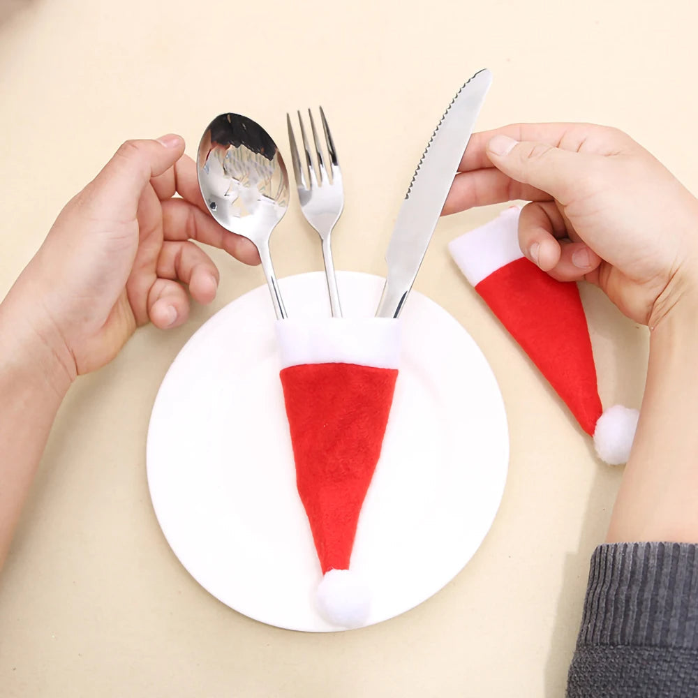 Kit de Decoração para Mesa Posta de Natal com Protetores de Talheres