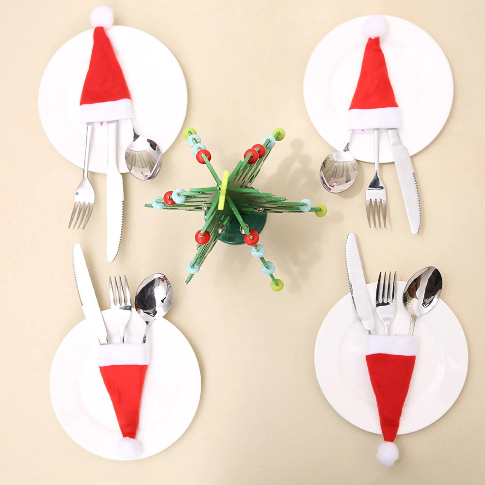 Kit de Decoração para Mesa Posta de Natal com Protetores de Talheres