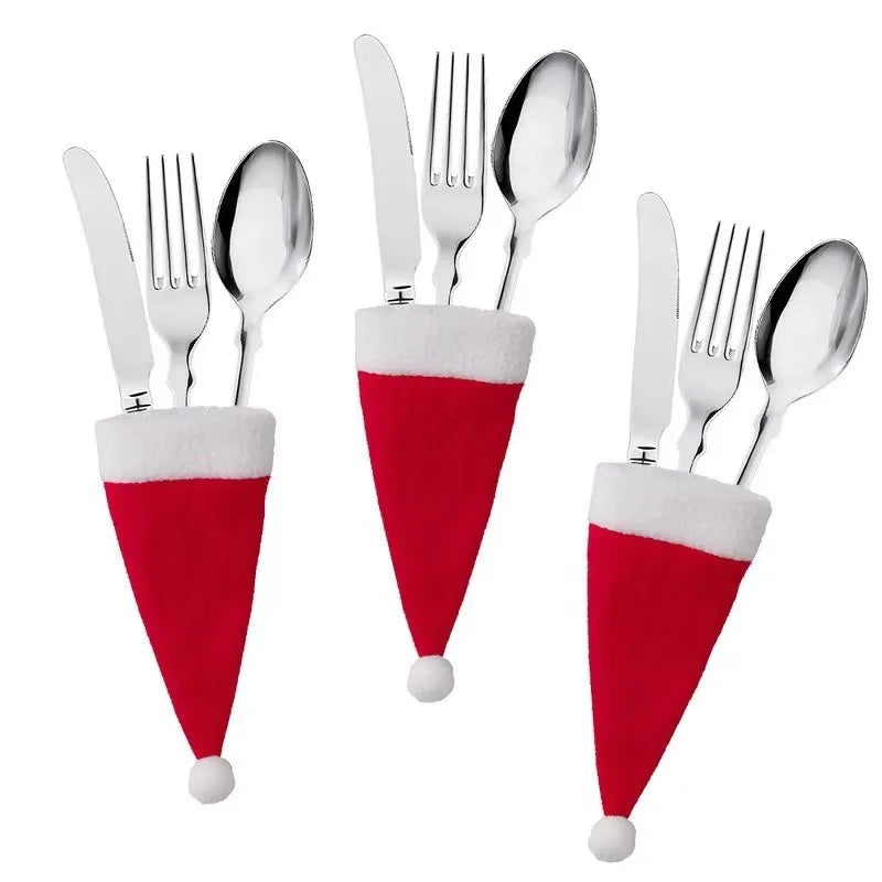 Kit de Decoração para Mesa Posta de Natal com Protetores de Talheres