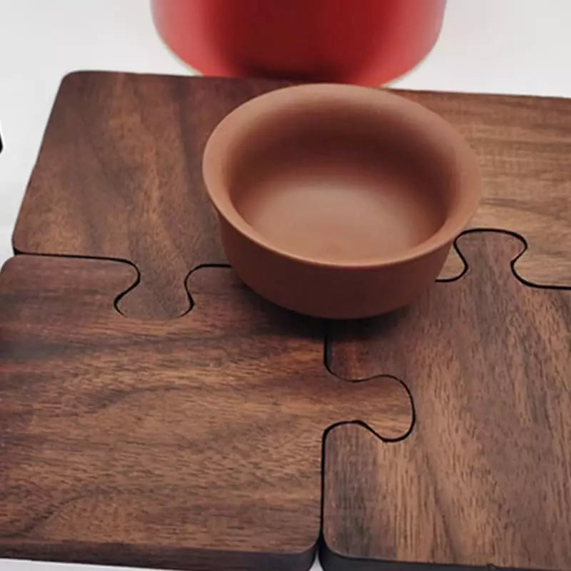Kit de Descanso de Panela e Porta-Copos de Madeira - Acessórios de Cozinha