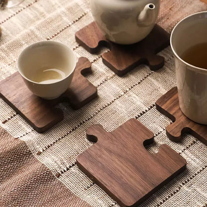 Kit de Descanso de Panela e Porta-Copos de Madeira - Acessórios de Cozinha