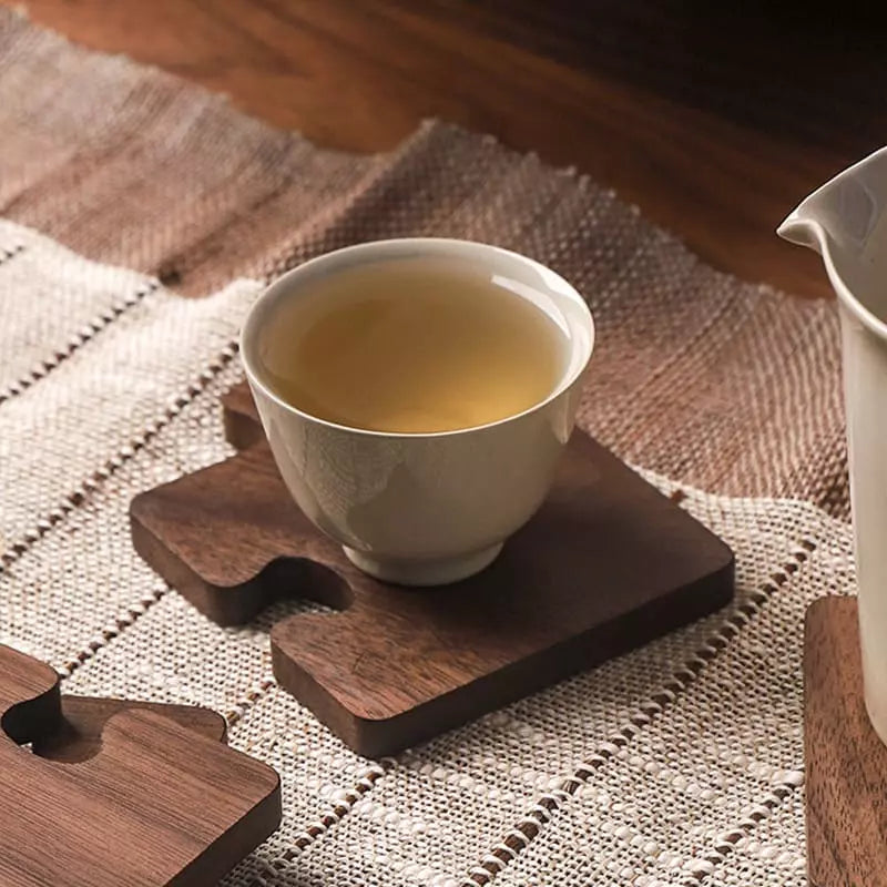 Kit de Descanso de Panela e Porta-Copos de Madeira - Acessórios de Cozinha