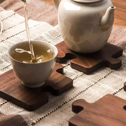 Kit de Descanso de Panela e Porta-Copos de Madeira - Acessórios de Cozinha