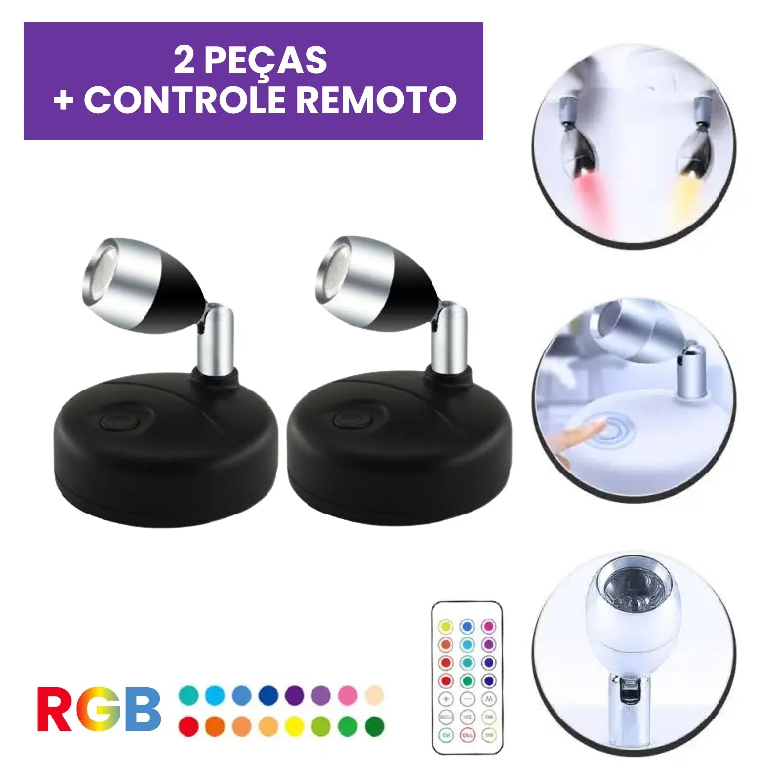 Kit de Spots de Luz RGB LED para Iluminação Ambientes