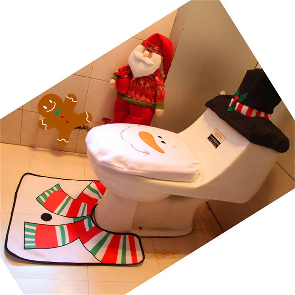Kit de Tapetes de Banheiro para Decoração de Natal - Conjunto Festivo